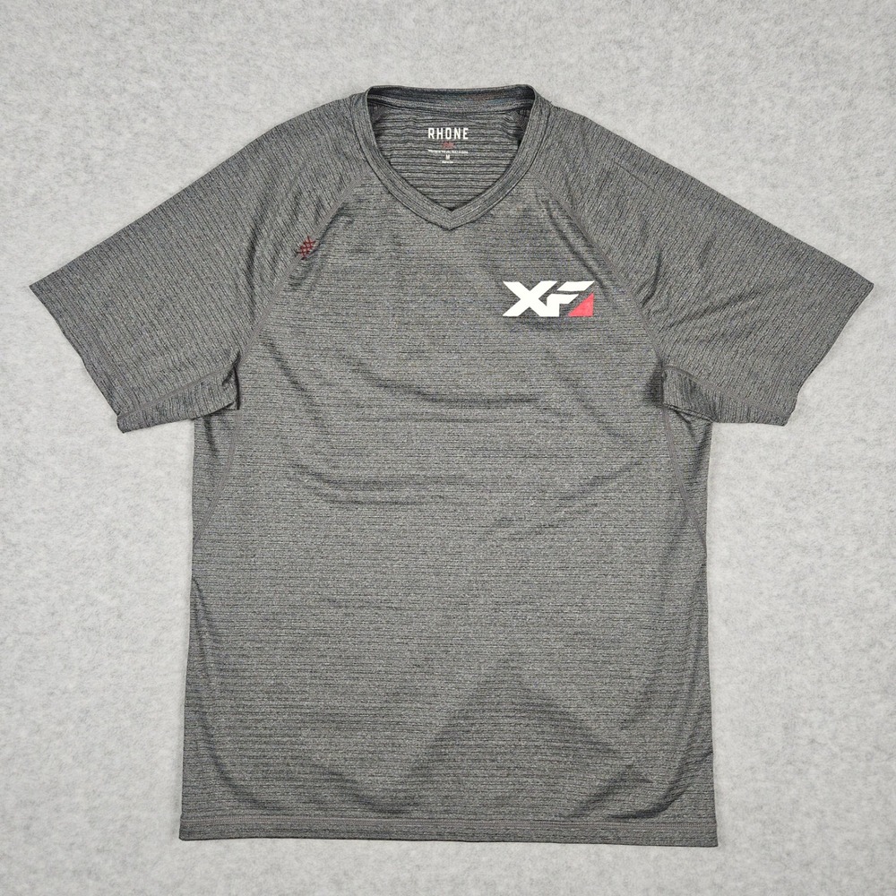 Rhone (Men's Medium) Gray Reign V-Neck Training Shirt Performance Activewear Gym